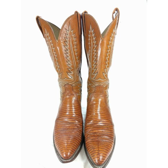 DAN POST 6836 Tan Brown Lizard Reptile Rodeo 9 - Picture 3 of 12